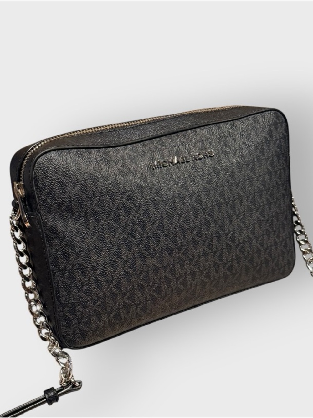 Michael Kors Black Logo Monogram Chain Shoulder Bag